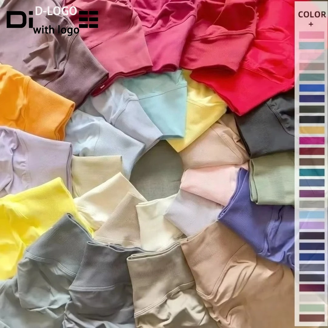

D-logo Gym Fitness Yoga Sport Shoot Running Women Silicone Printed Shorts Low Ribbed Band Scrunch Butt Seamless Fitness Shorts