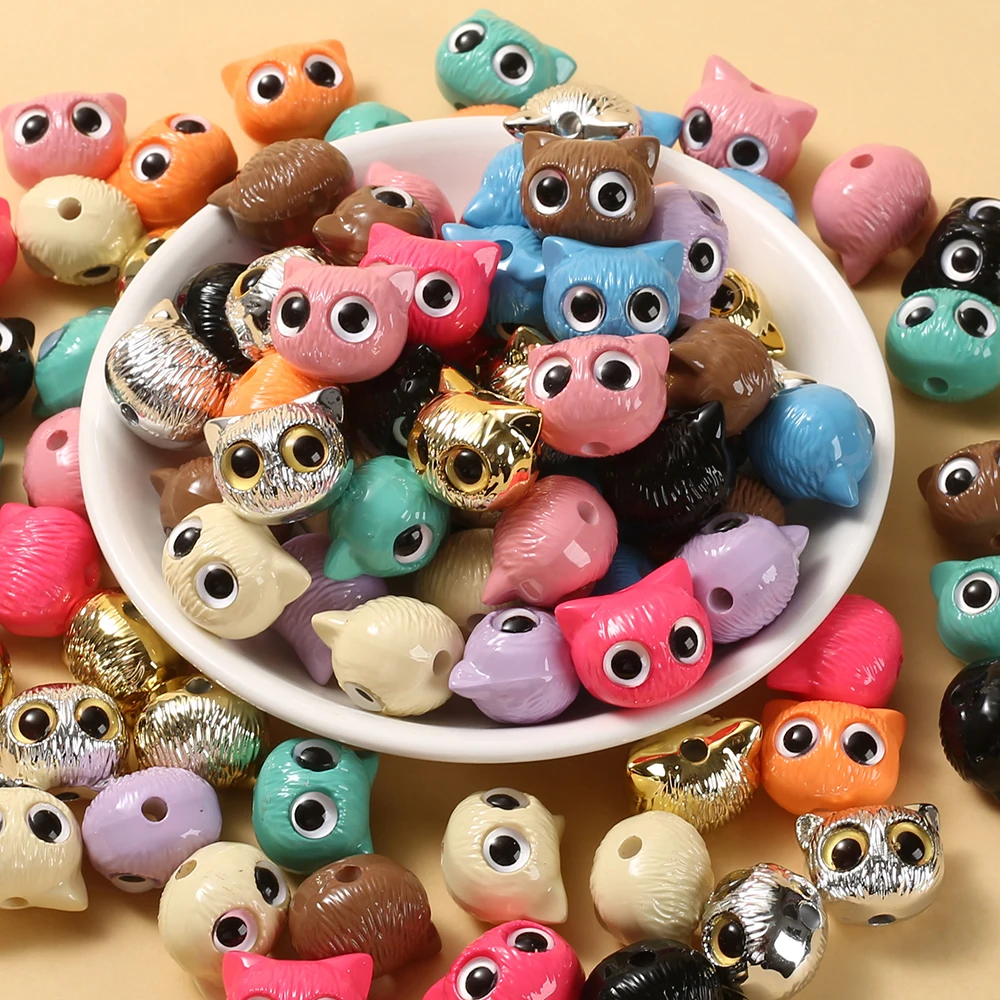 10Pcs Acrylic Beads 17x19mm Colorful Cartoon Animal Spacer Loose Bead For DIY Earring Bracelet Necklace Jewelry Making Accessory