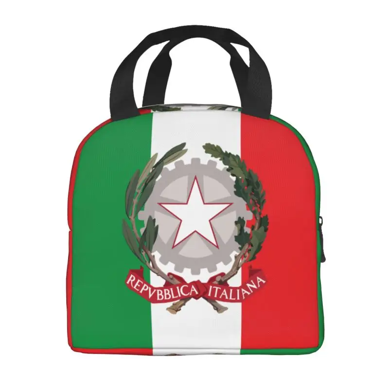 Emblem Of Italy Insulated Lunch Bag for Work School Italian Flag Leakproof Thermal Cooler Lunch Box Women Kids