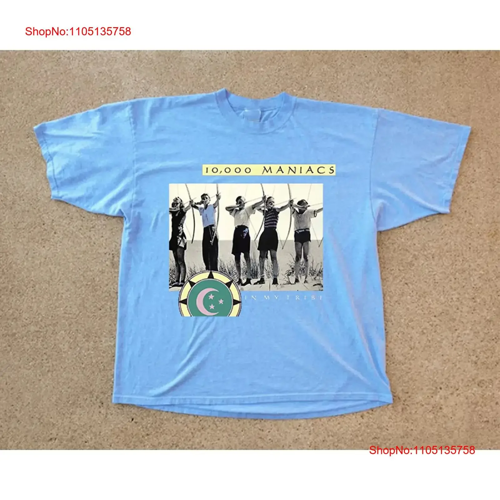 تي شيرت أزرق بفرقة 10 000 من المهووس في القبلاتي جميع المقاسات S 5XL ملابس مصممة عتيقة مغسولة وناعمة قابلة للتنفس للجنسين