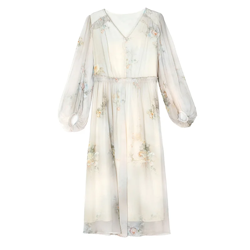 2025 ฤดูร้อนดอกไม้ผ้าไหมElegant Chicผู้หญิงชุดโปรโมชั่นฤดูร้อนแฟชั่นชุดลําลองเกาหลีElegant Luxuryชุดราตรี