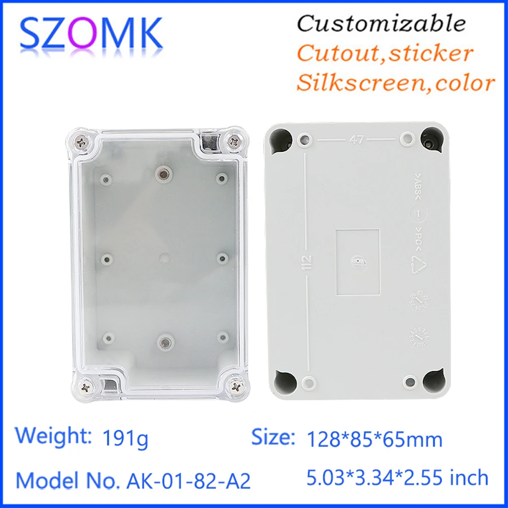 128*85*65mm Clear Lid Waterproof Adaptable Plastic Junction Box In Electrical Boxes & Enclosures