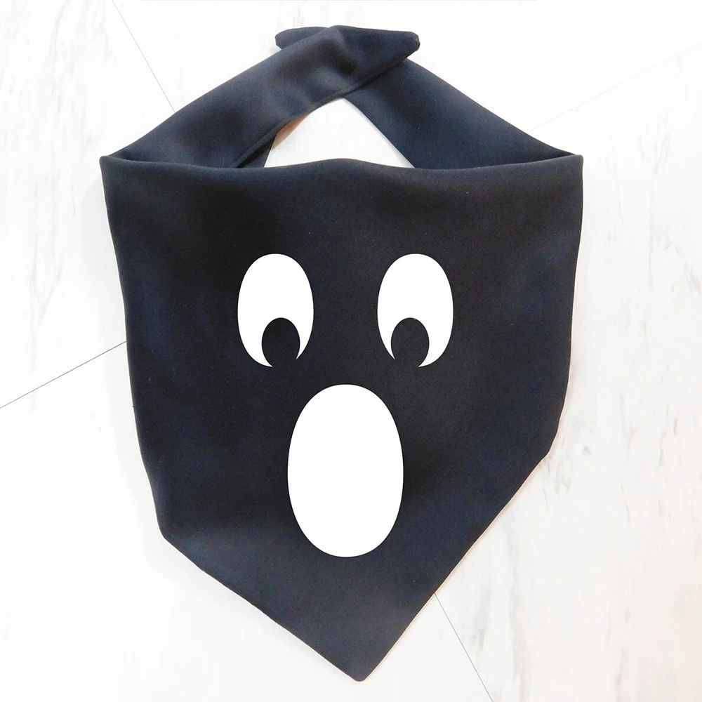 

1pcs Halloween Ghost Adjustable Triangle Dog Bandana Puppy Spooky Fun Scarf Holiday Scarves for Small Medium Large Boy Girl Dogs