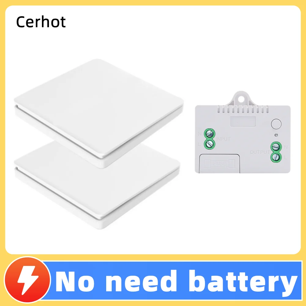 

Cerhot self powered Wireless Switch Push Button Receive On Off Relay RF Wall Light Switch No battery No wiring Led Lamp Switch