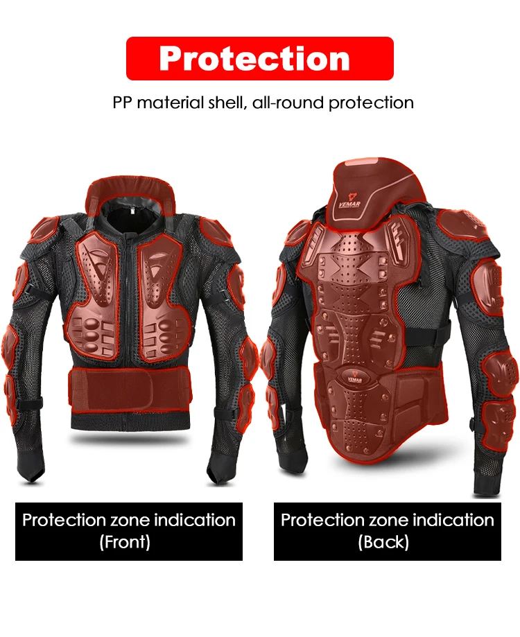 VEMAR-Chaqueta de motocicleta de cuerpo completo para hombre, Protector de pecho y espalda, armadura corporal de Moto, chaqueta de carreras de