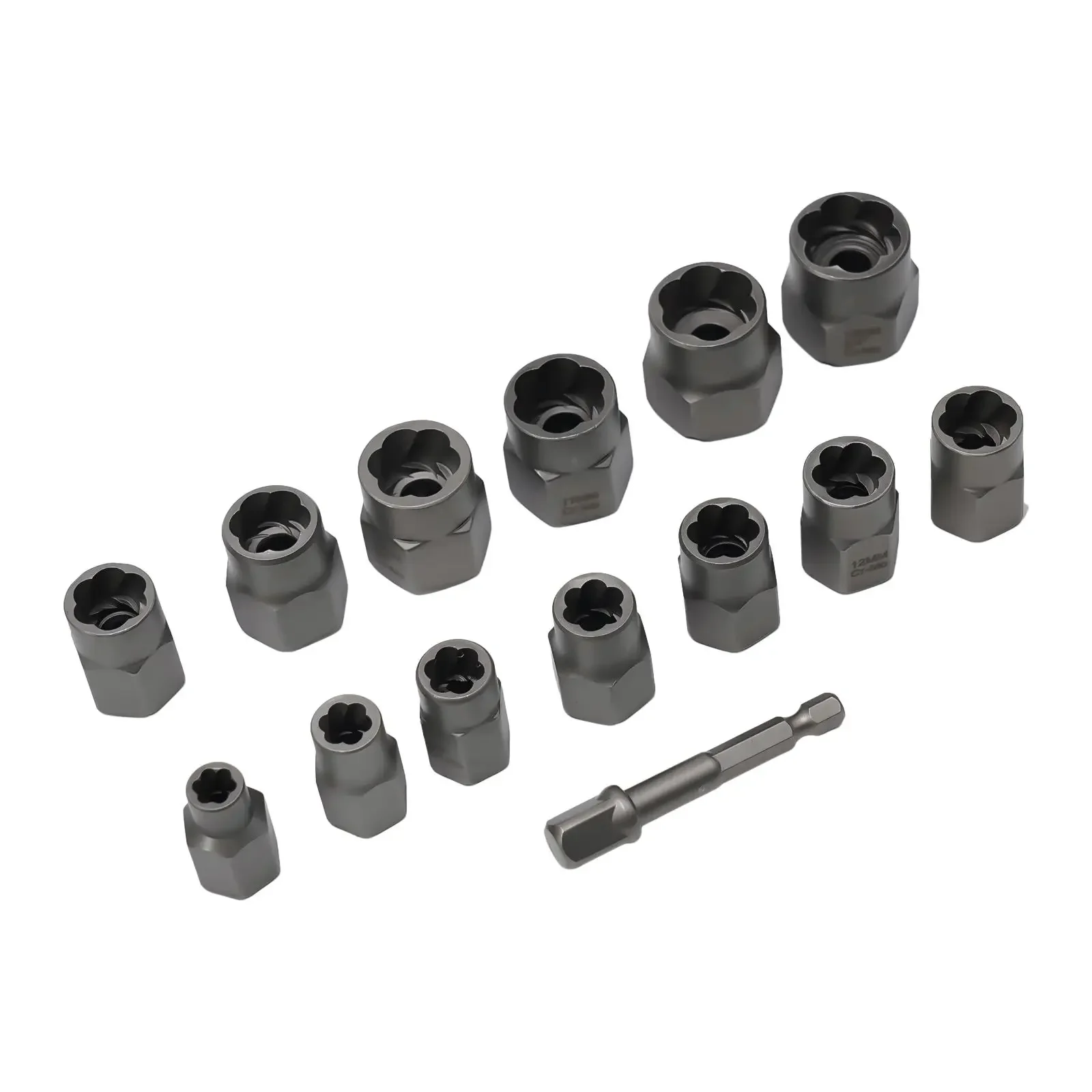 

Complete 14Pcs Extraction Socket Set for Effortlessly Removing Stripped Screws Nuts and Bolts Auto Repair Essential