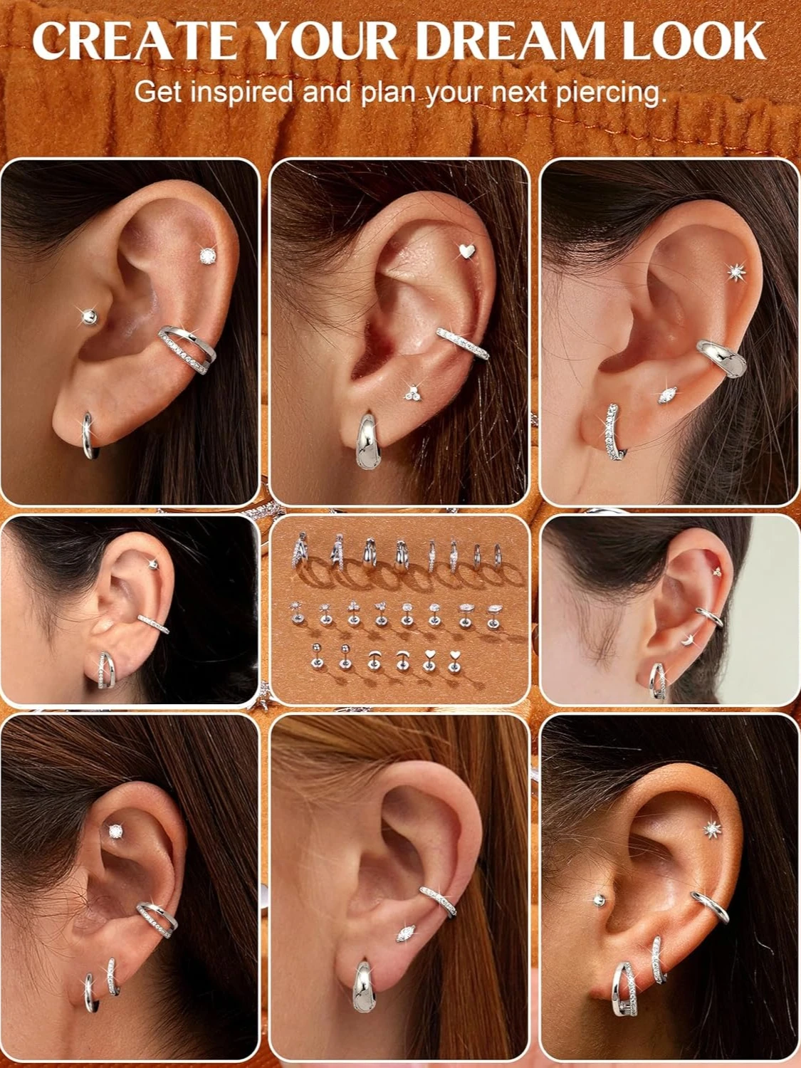 Bobisty 11 Pairs Surgical Steel Suds Earrings for Women Men 20G Flat Back Cartilage Stacks Studs Helix Multiple Piercing Jewelry