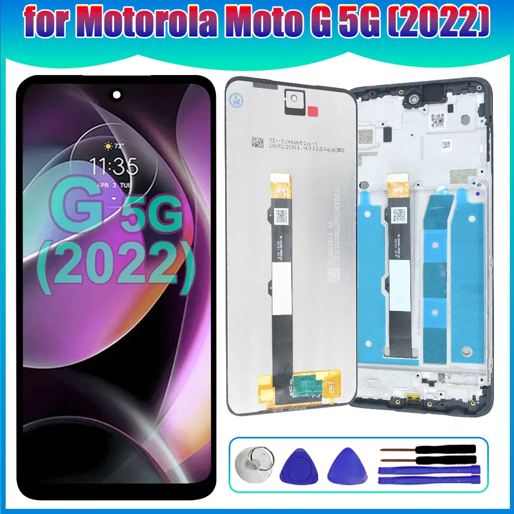 Full lCD touch digitizer display assembly with frame for Moto G 5G 2022XT2213 tested panel mobile device maintenance accessories