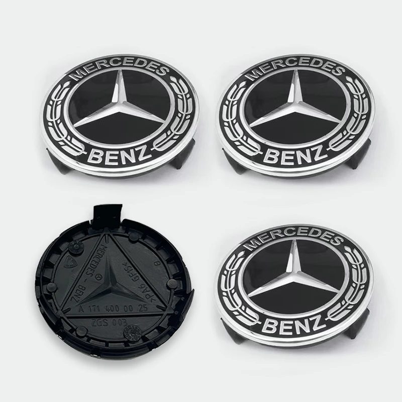 4 шт., 75 мм, черные центральные колпаки из АБС-пластика, колпаки ступиц для Mercedes Benz A B C E S CLA CLK ML GLK GLA GLB GLC CLASS, аксессуары