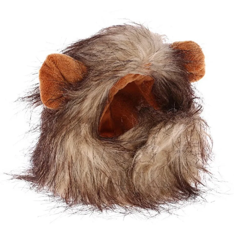 Cute Lion Mane Cat Wig Hat cover Funny Pets Clothes Cap Fancy Party Dogs Cosplay Costume Kitten Puppy Hat with Ears Accessories