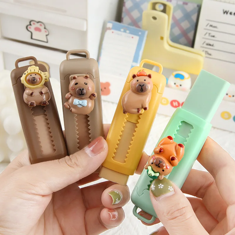 24pcs/lot Kawaii Capybara Pencil Eraser Cute Writing Drawing Rubber Pencil Erasers Stationery Kids Gifts School Office Supplies