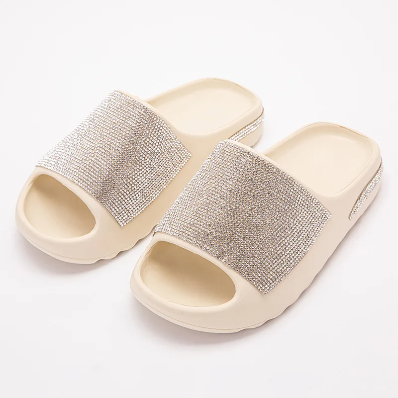 2024 Summer Women Slides Shoes Europe INS Thick Bottom Diamond Slippers New Online Celebrity Bling Bling Outdoor Fashion Sandals