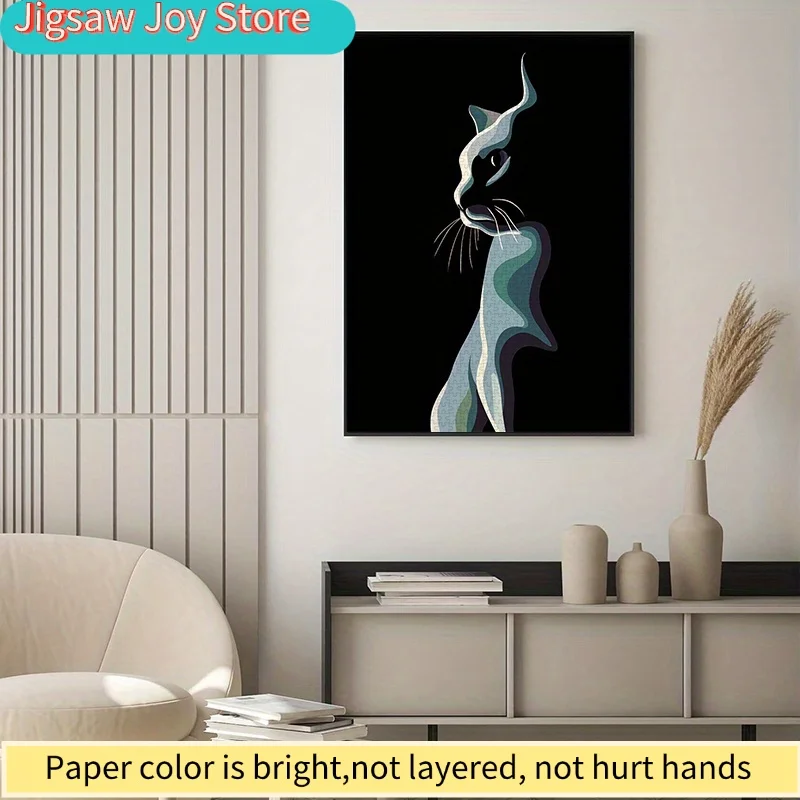 

1000pcs paper puzzle, DIY puzzle (cat, feline, pet, abstract cat), high-quality white card material, suitable for parent-Young