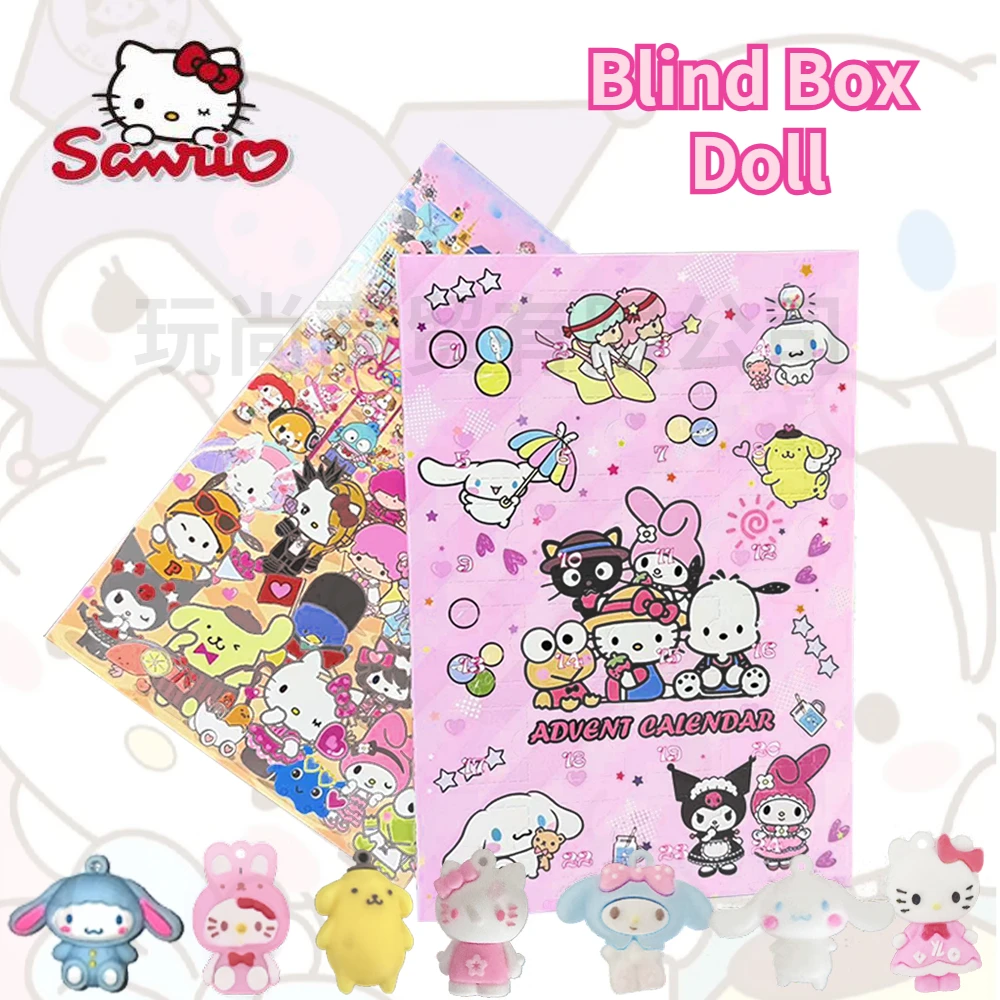 24Pcs Sanrio Hello Kitty Melody Kuromi Christmas Advent Countdown Calendar Children Toy Decoration Christmas Figure Blind Box