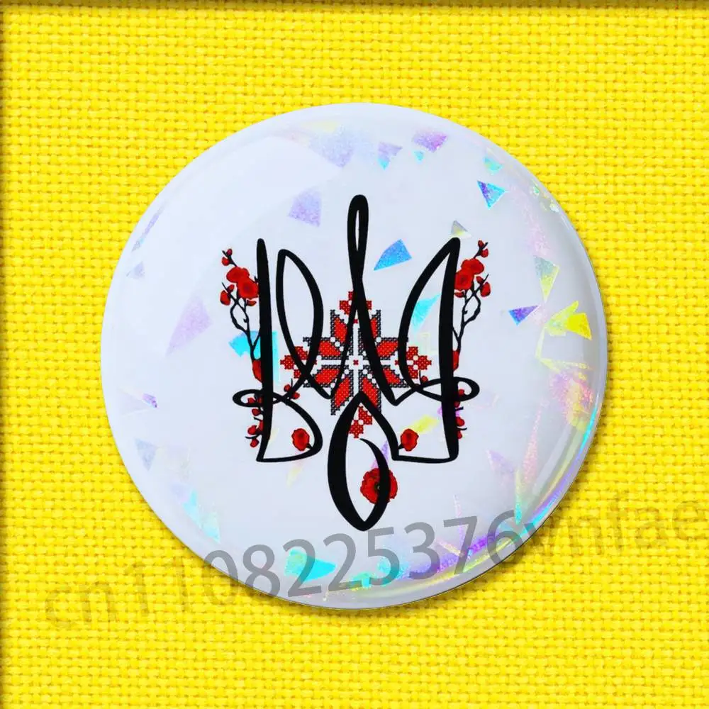U-Ucraina Bandiera ucraina Fiore Distintivo Per 44mm 25mm 75mm 32mm 58mm Spilla rotonda Insegne Copertura Accessori