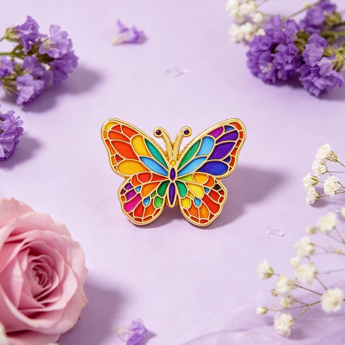 2pcs/Set Colorful Butterfly Enamel Pin Rainbow Vivid Insect Brooch Pines Lapel Pins Badge on Backpack  Accessories Jewelry Gifts