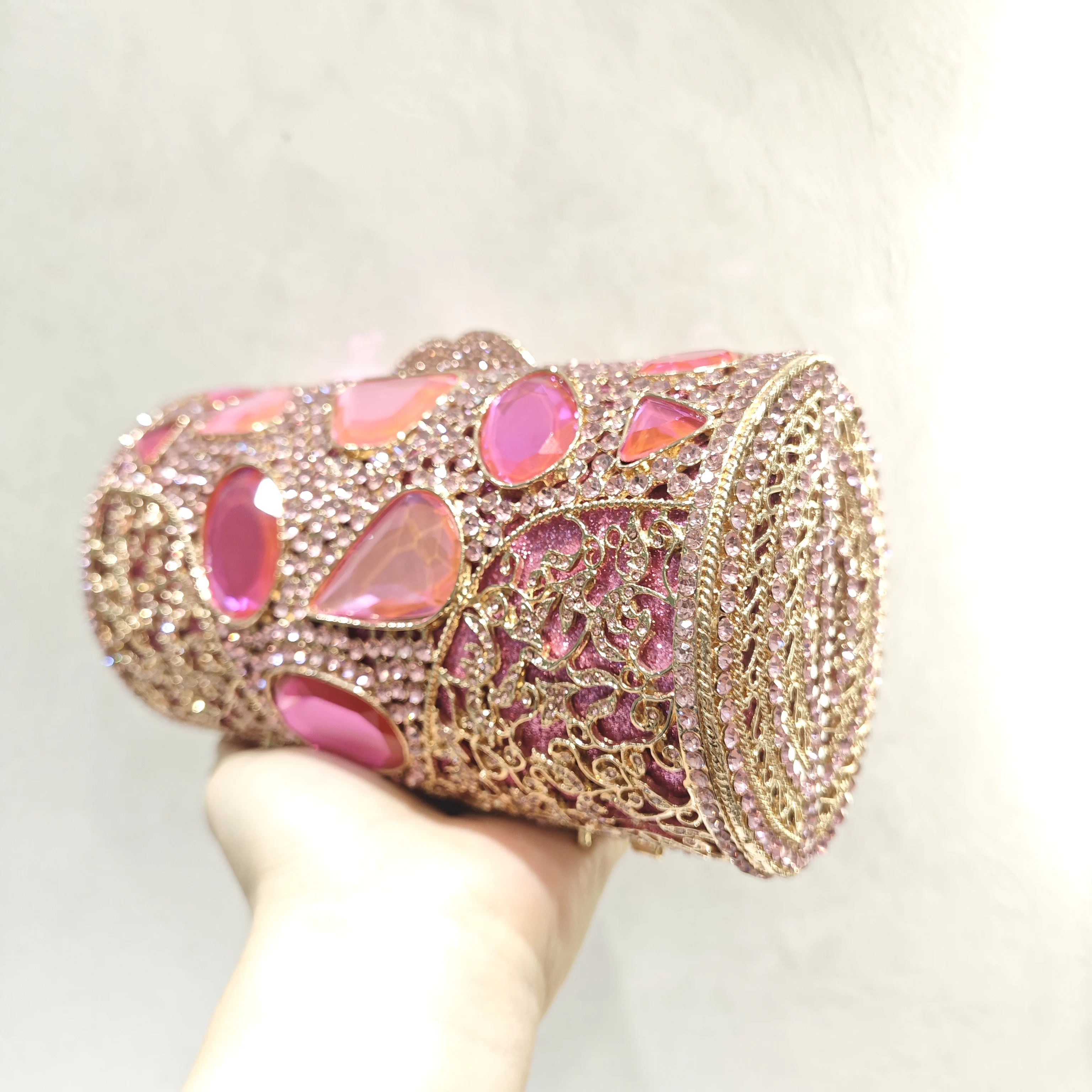 Pink Big Stone Evening Wedding Bag Bridal Clutch Purse Women Banquet Prom Clutches Crystal Clutches Diamond Purses Handbags