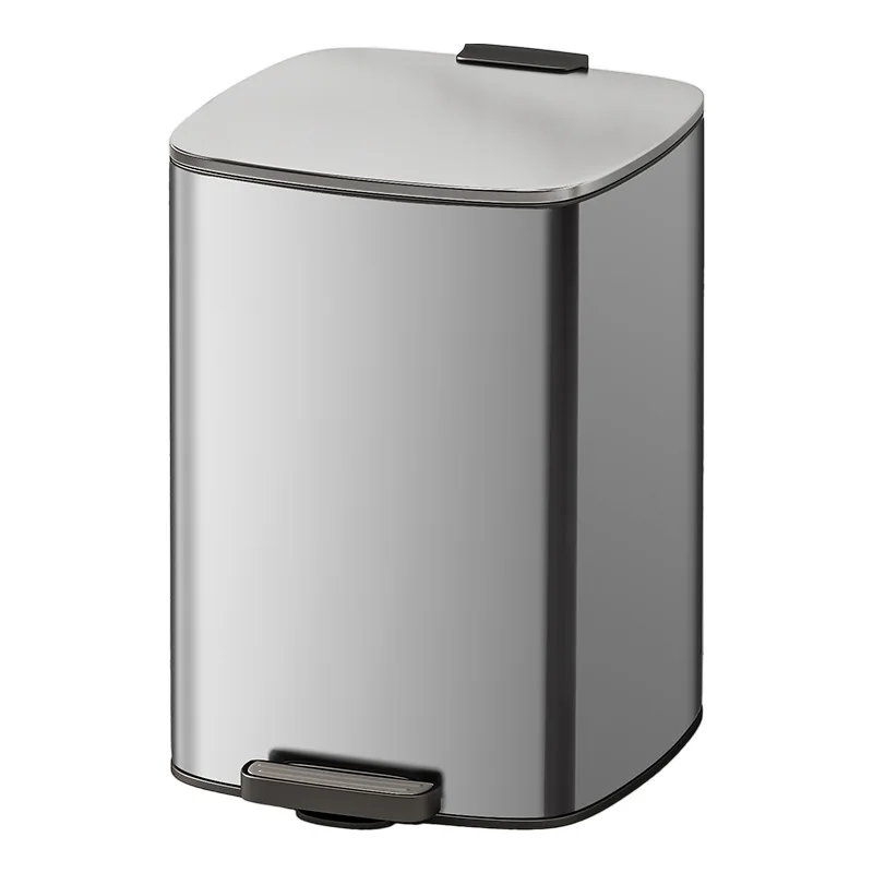 8L Bathroom Trash Can with Lid and Inner Bucket,410 Stainless Steel Step Pedal Waste Bin,Narrow Metal Wastebasket,Toilet Garbage