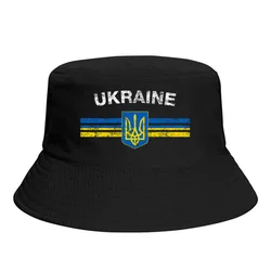 Ukrainian Emblem Ukraine Flag  Unisex Bucket Hat Beach Washable Thick Panama Cap Visor Sun Hats Fisherman Caps