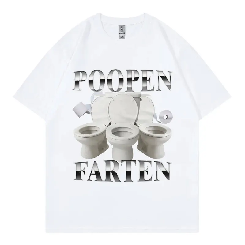 Poopen Farten Funny Unhinged Meme T Shirt Men Women Gothic Vintage Short Sleeve T Shirts Summer Fashion Casual Cotton T Shirts