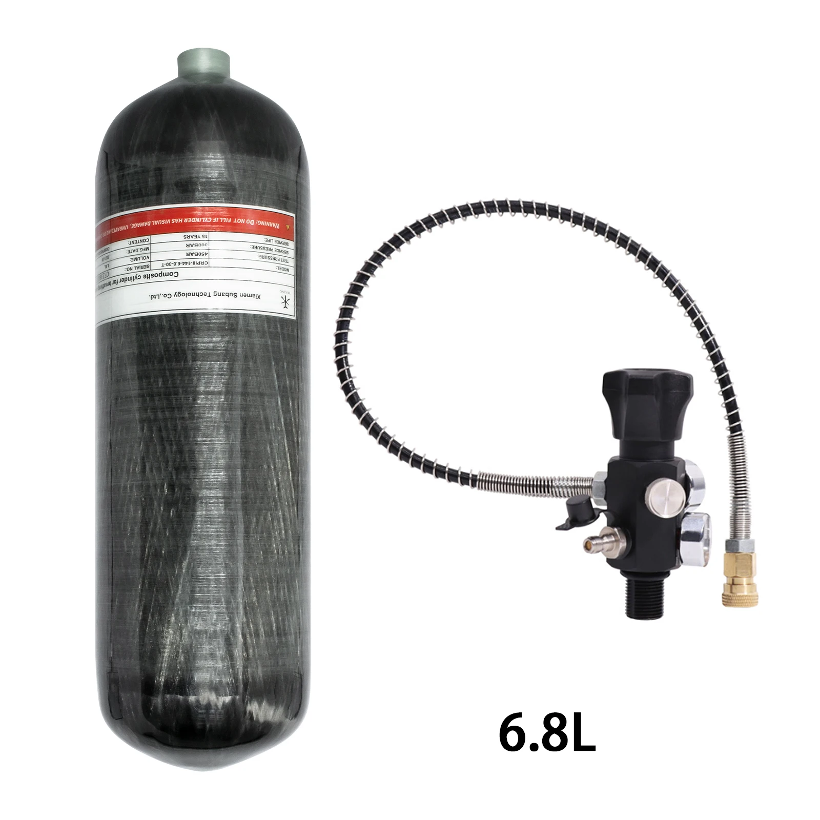 TUXING 4500Psi 300Bar 6.8L Carbon Fiber Cylinder HPA Tank High Pressure Fill Station Valve Charging Regulator Valve M18*1.5