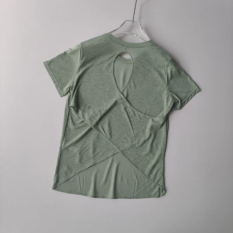 Yoga-Kleidung Damen-Bluse Kurzärmeliges Hohlkreuz Dünnes Netz Schöner Rücken Oberteil Schlankes Fitness-Sport-Top – Detail 9