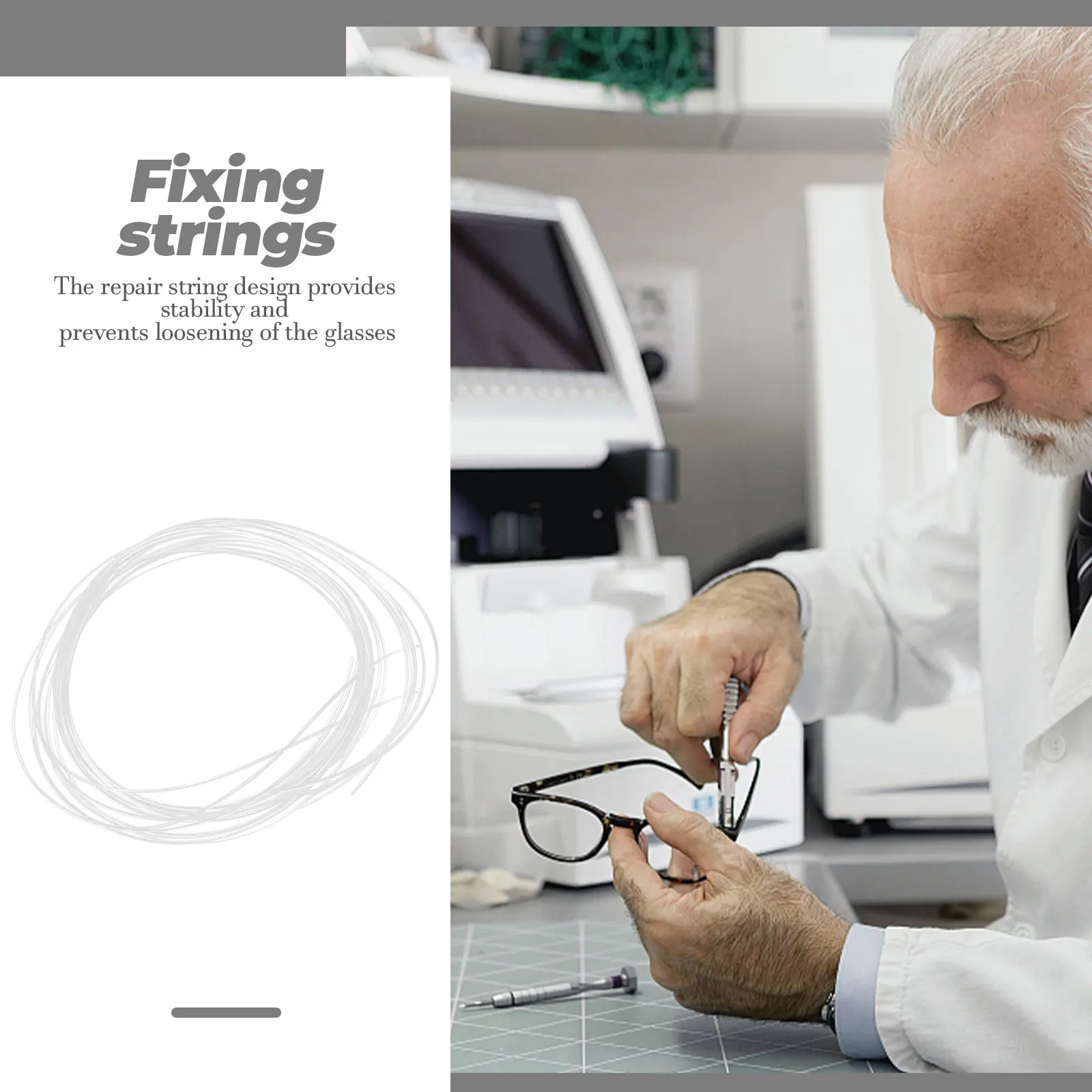 Replacement Glasses Repair String Nylon-Based Groove Thread for Semi-Rimless Eyewear Secure Stability Non-Deforming Eyeglass