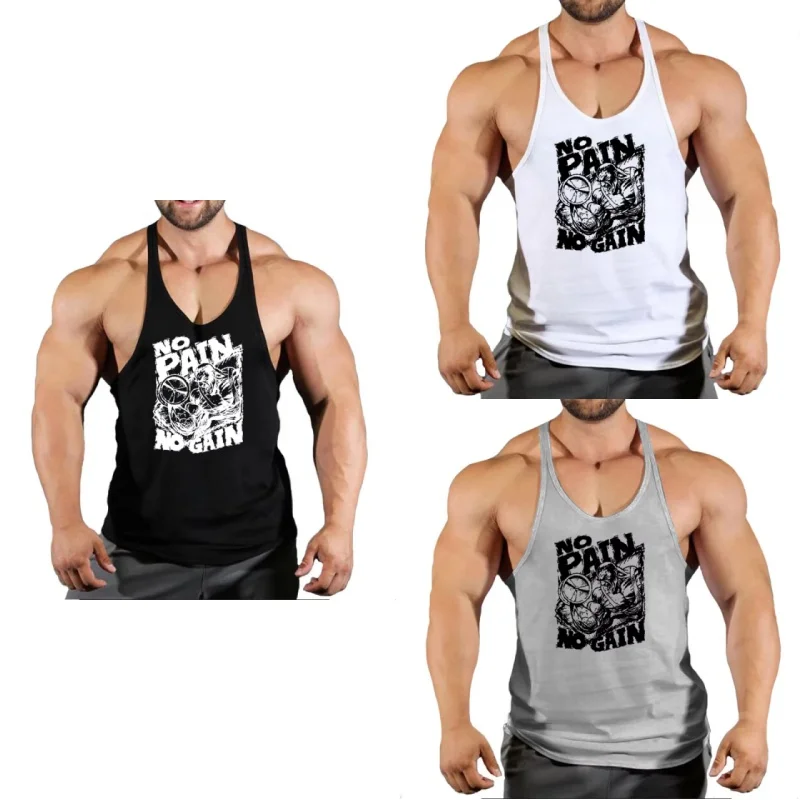 

Bodybuilding Stringer Vest Men's Anime Strap Vest Summer Clothing Fitness Clothing Cotton Sports Muscle Training Loose Vest
