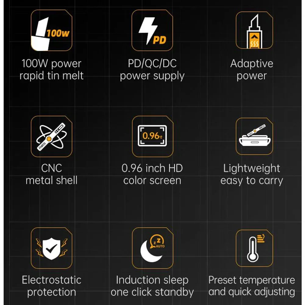 HS 02A Soldering Iron PD100W Portable Repair Tool 400V Measurement Range Efficient Auto Waveform Display