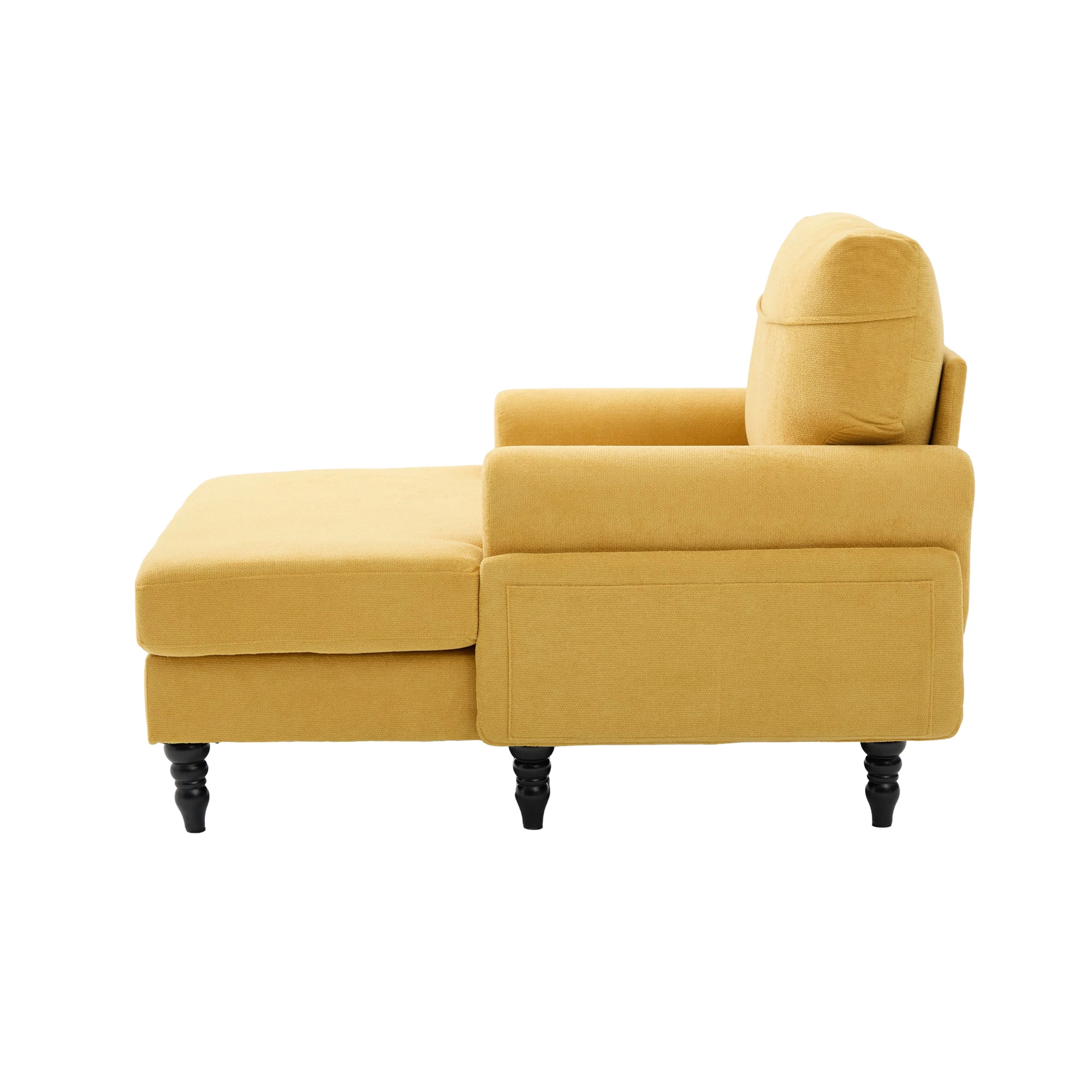 Moderner minimalistischer Samt-Loungesessel, Schlafzimmer-Einzelsofa mit Holzbeinen, bequemer Rückenlehne und Armlehnen – Detail 29