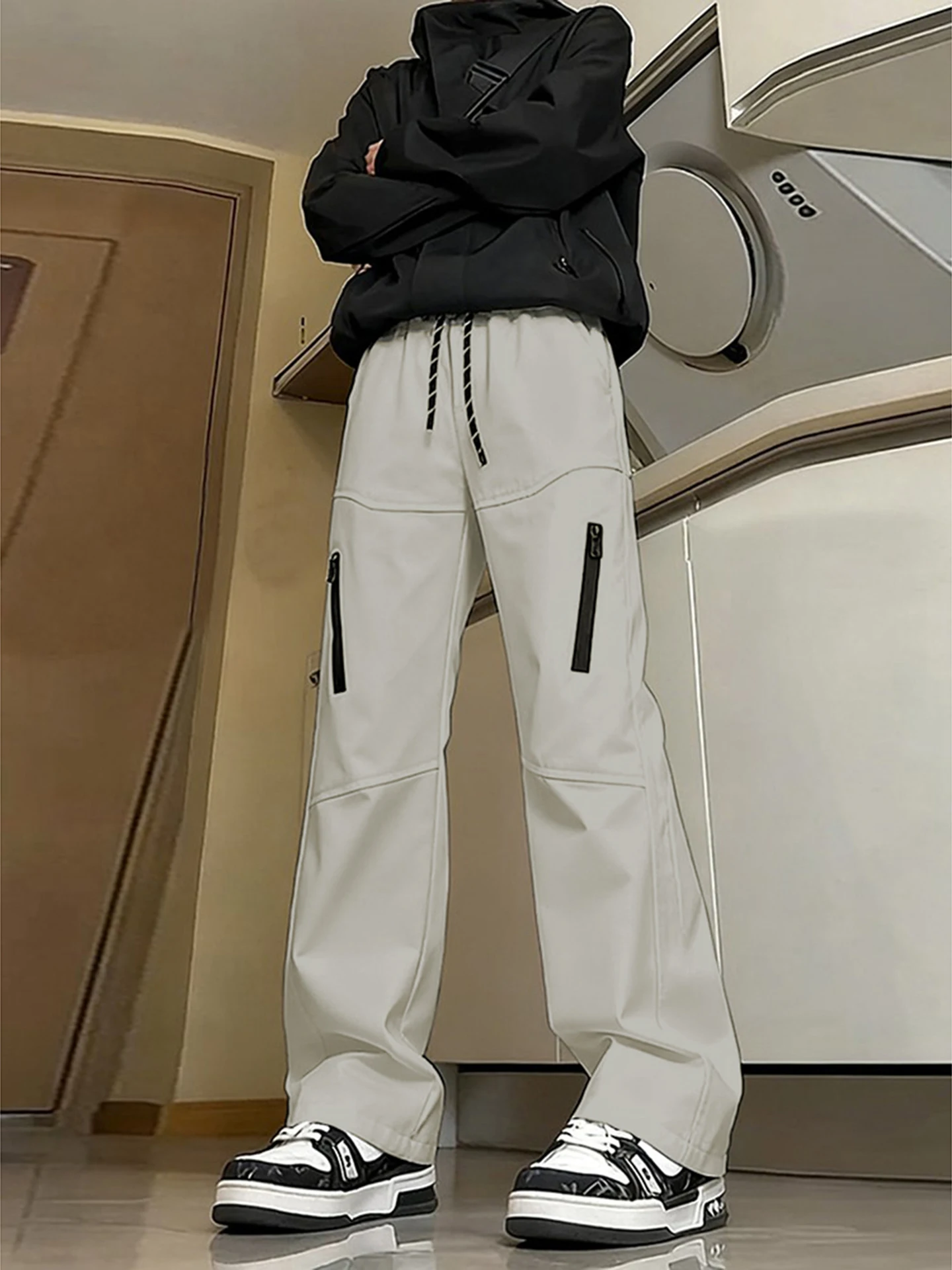 

Northeast Windproof Fce Lined Nylon ell Men's Casual Pants Autumn Winter Outdoor Climbing Skiing Trousers Straight Leg H...