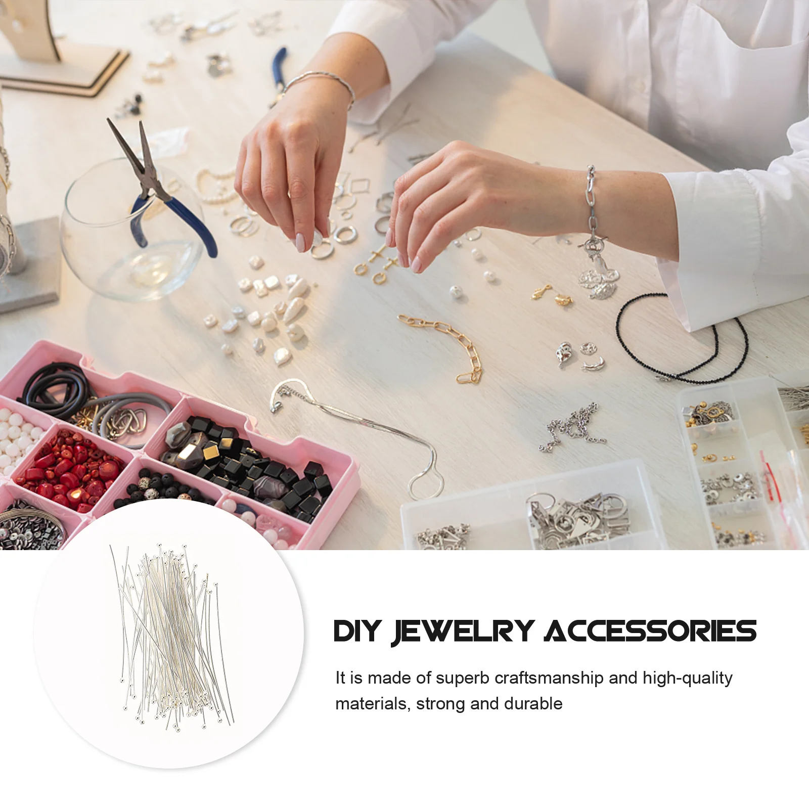 200 Stuks Hoge Kwaliteit Bal Nietstiften voor DIY Sieraden Kralen Pins Glad Oppervlak Veilig te Gebruiken Crafting Armband Nietstiften