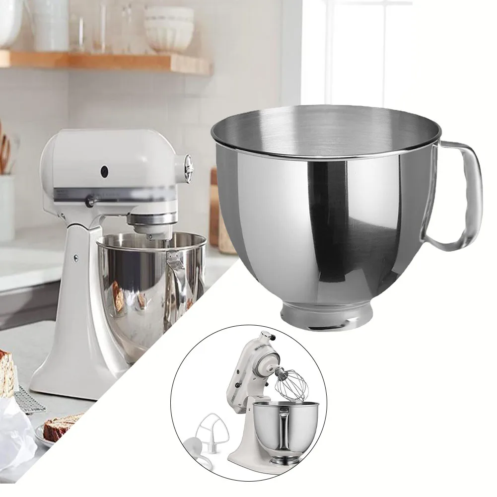 Premium Stainless Steel Mixing Bowl For Stand Mixers 4.5QT/5QT Title Head Stand Mixer For K45SS, KSM75 KSM150 KSM152