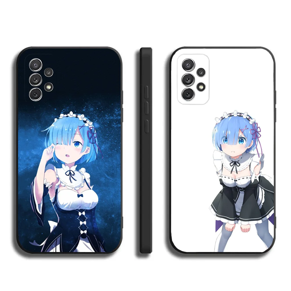 R-Rem Re Zero Anime Rem Phone Case Phone Case for Samsung Galaxy A13,A21s,A22,A31,A32,A52,A53,A71,A80,A91, Soft Black Cover