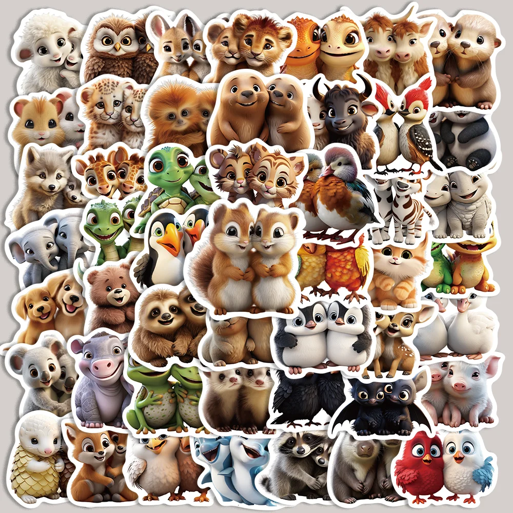 50pcs Classic Animals Stickers Waterproof Decoration Decals DIY Laptop Guitar Phone Case Cute Jungle Zoo Wild Sticker Kids Toy