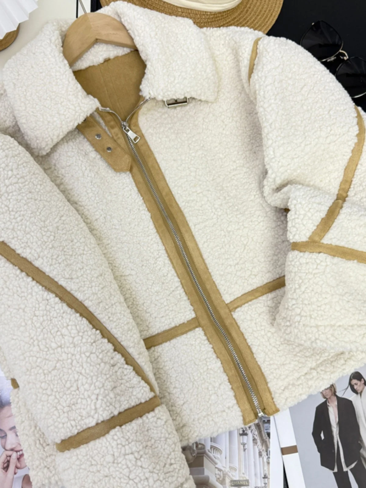 Z Series Wood Giant 599 Thiened Warmth Leather Fur eepskin Velvet Motorcycle Sle Jaet Outerwear Women's Faion