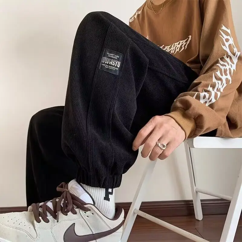 

Thiened Fce Men's Casual Pants Autumn Winter 2024 New Sle Sweatpants Warm Spor Long Trousers Faionable Urban Wear