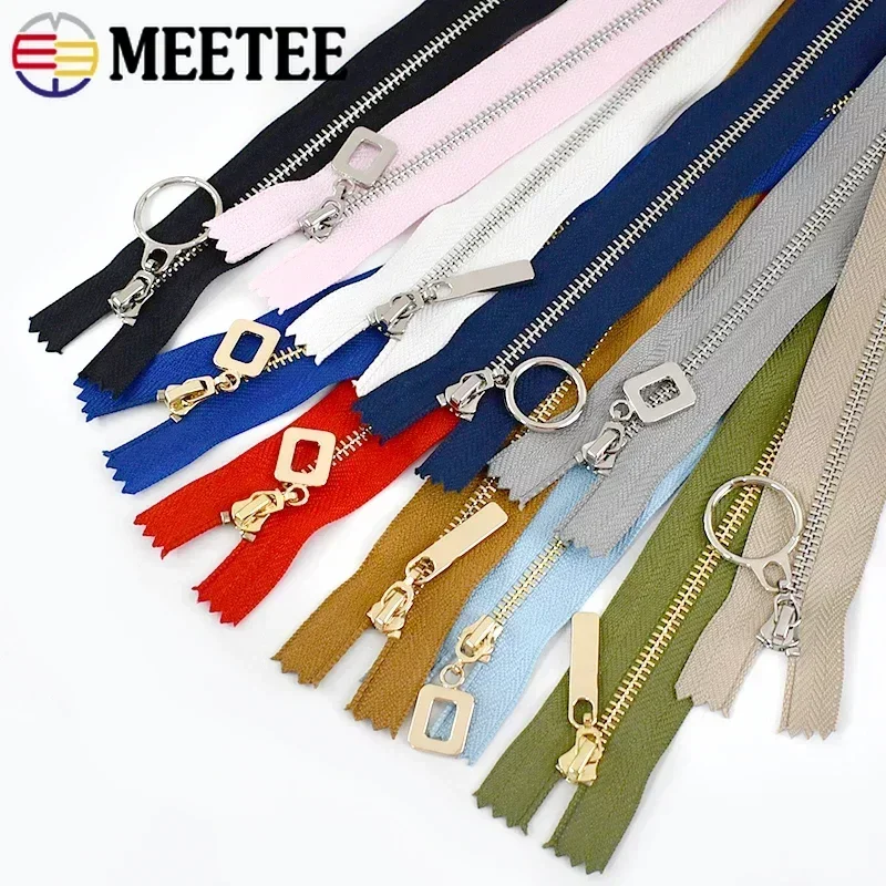 

3Pcs Meetee 3# Metal Zippers 15/18/20/25/30cm Close-end Zips Auto Lock Zipper for Clothes Bag Pocket Zip Closure Sewing Material