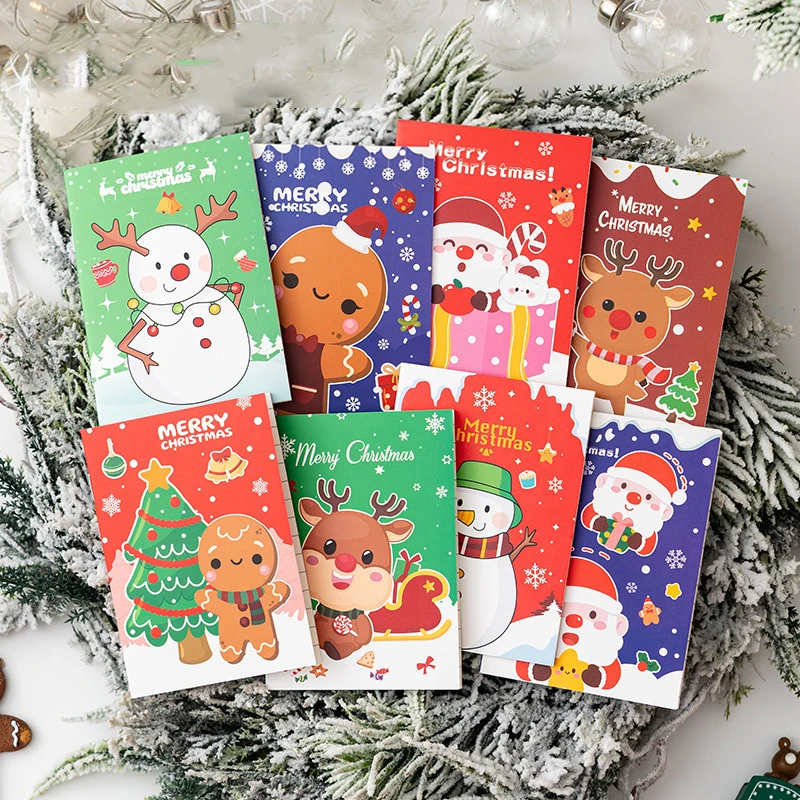 20pcs Christmas  Mini Notebook Christmas ThemeDecoration Pocket Portable Notepad Children's Small Prize Booklet