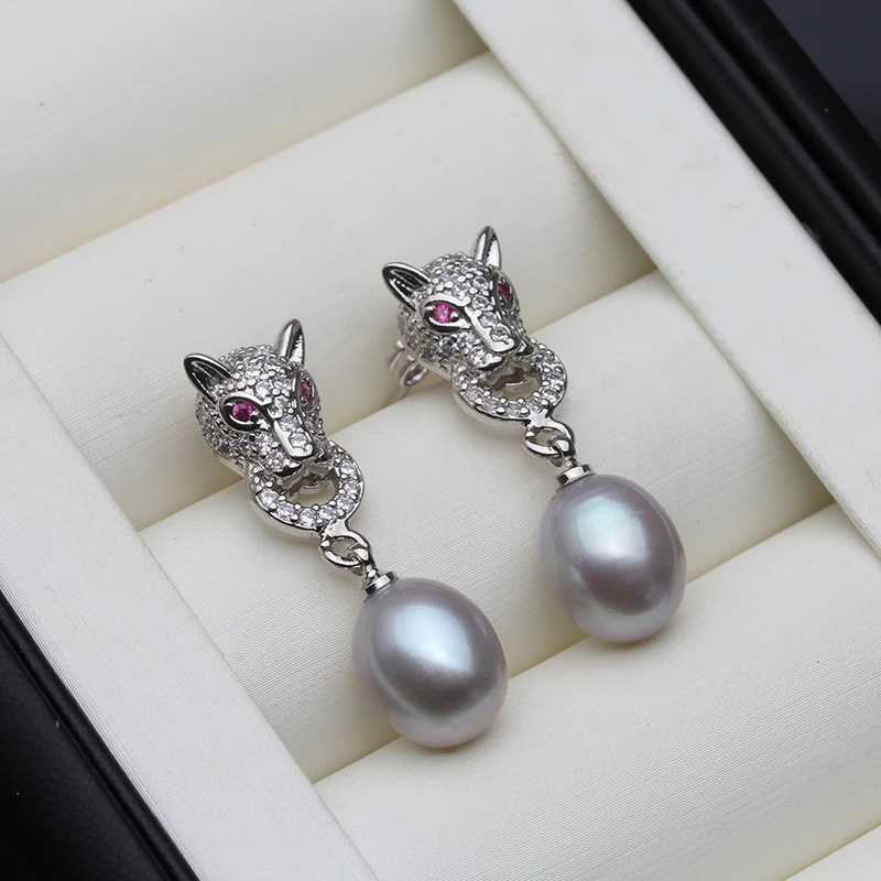 Echte natürliche Süßwasserperlen-Ohrringe für Damen, hängend, 925er Sterlingsilber, Perlen-Tropfenohrring, Schmuck, Frau, Mutter, Geschenk, Weiß, Schwarz – Detail 5