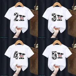 Happy Birthday Gift T-Shirt Kawaii Cow Print Number 1-10 Tshirt Harajuku Kids Clothes Boys Girl Tshirt Short Sleeve Summer Tops