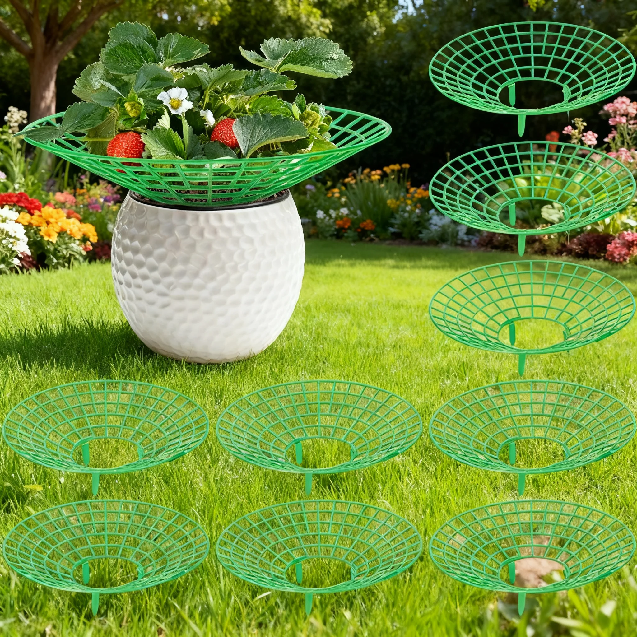 5Pcs Heavy-Duty Strawberry & Watermelon Planting Rack - Garden Support Frame with 3- Sturdy Design,Open Grid Drainage System