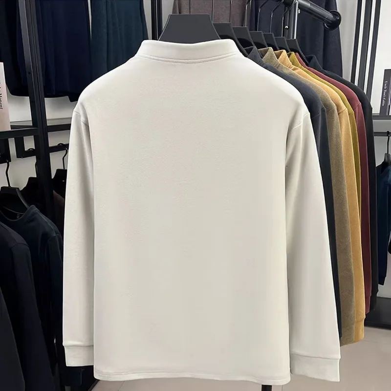 2025 خريف شتاء جديد بلون عادية متعددة الاستخدامات بأكمام طويلة البلوز الرجال المألوف وسيم قاعدة دافئة #6
