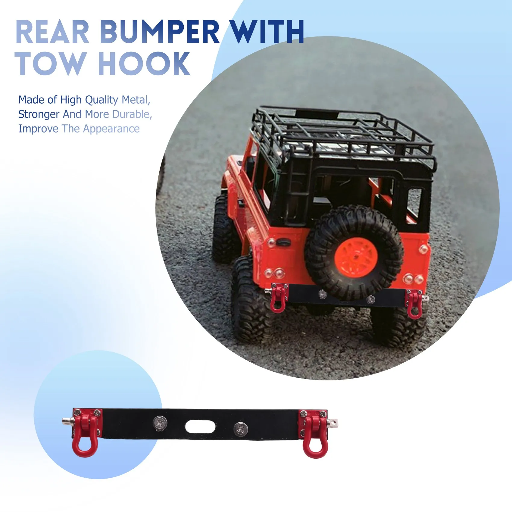 (A30I] Metal Rear Bumper with Tow Hook for MN D90 D91 D99S MN90 MN99S 1/12 RC Car Upgrade Spare Parts Accessories,A