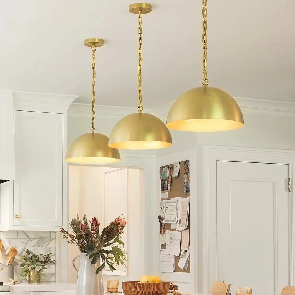 American Brass Pendant Lights Lamp For Kitchen Island Dining Room Restaurant Bar Modern Copper Pendant Light Hanging Lamp