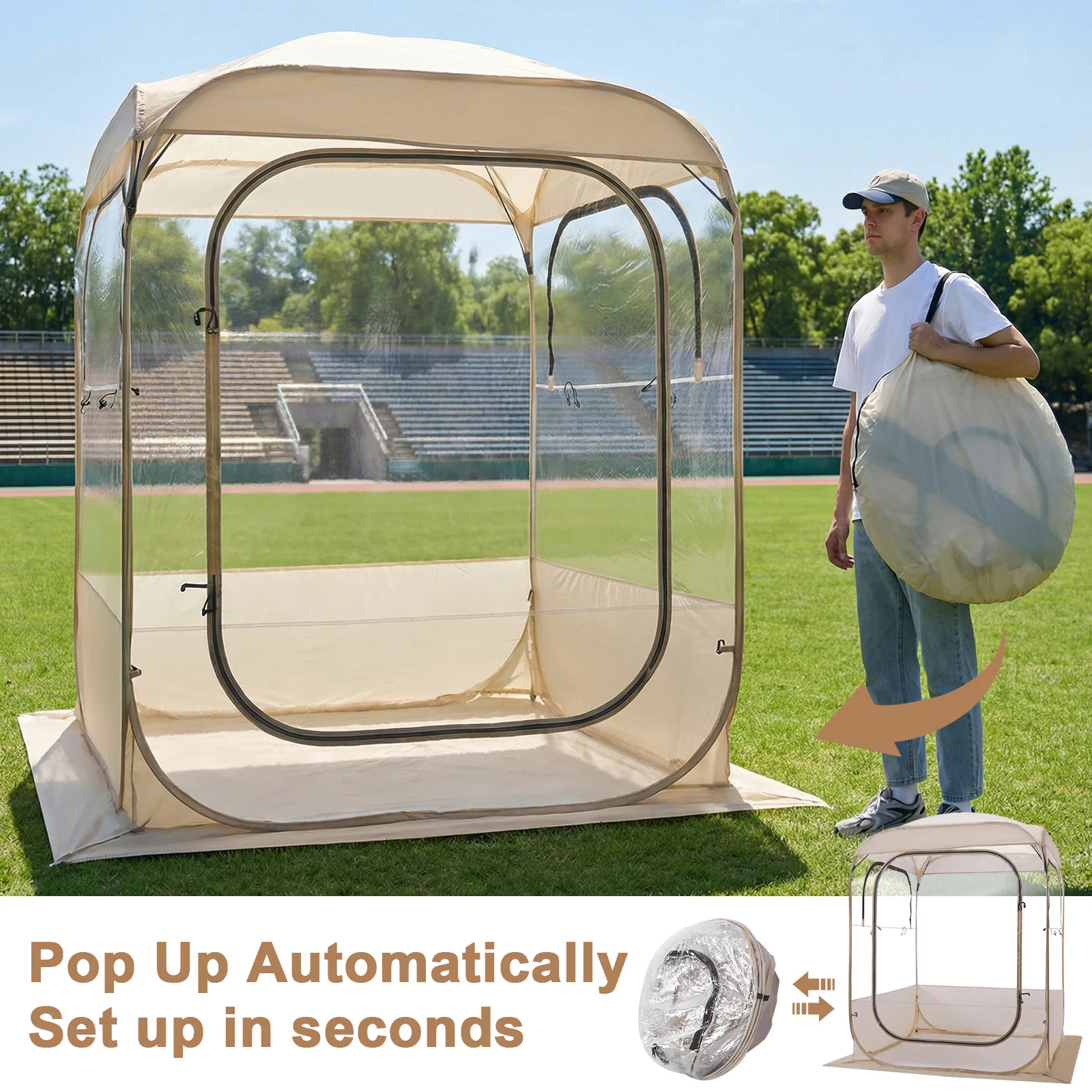 

All Weather Sport Tent Ultra Visibility PVC Clear Transparent Quick Setup Bubble Tent for Camping Fishing Sport Events Roof Top