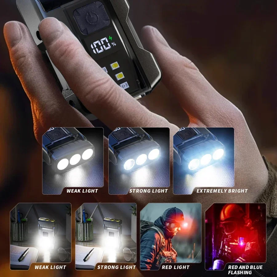 Portable Mini Keychain Light LED High Bright Flashlight Dual Light Source Outdoor Camping Fishing Multi-function Tool Torch Lamp