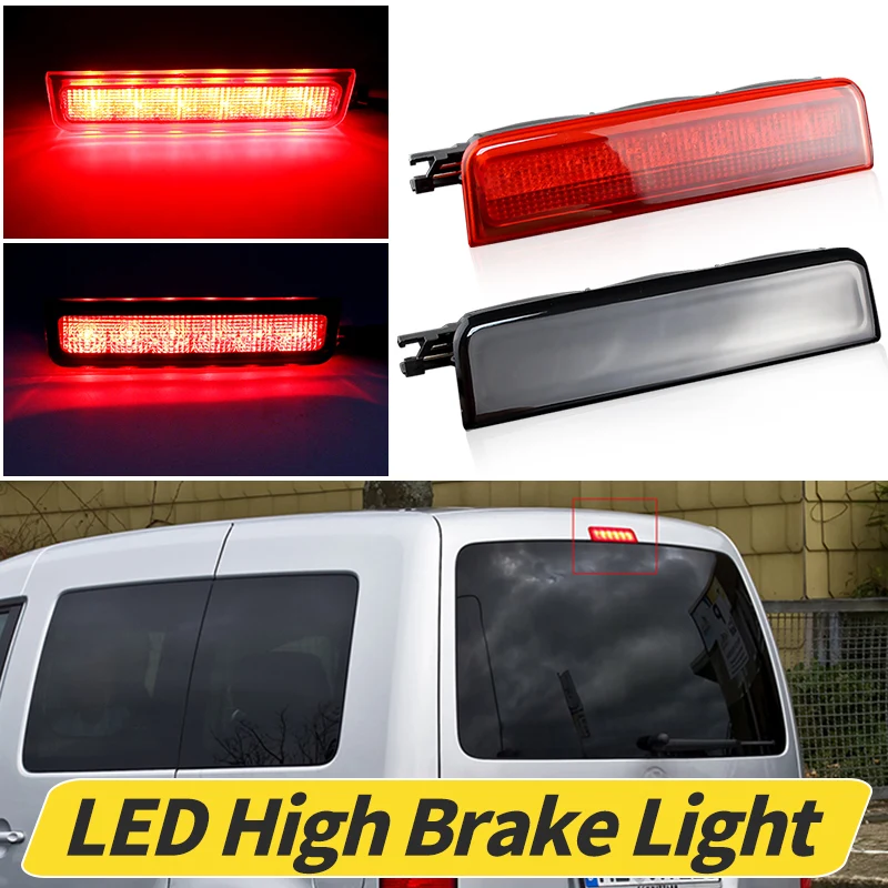 

1 шт., красный/черный объектив, светодиодный светильник высокого уровня, задний стоп-сигнал, третий задний фонарь для VW Caddy III 2003-2015 2K0945087C, автомобильные аксессуары