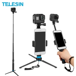 TELESIN 6 in 1 Extendable Aluminum Alloy Selfie Stick 360 Rotate Detachable Tripod Mount Phone Holder for GoPro 12 13 Insta360