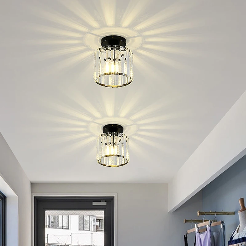 Dining Room Light Creative Personality Crystal Ceiling Lamp Bedroom Restaurant Corridor Entrance Small Chandelier Pendant Lights view 2